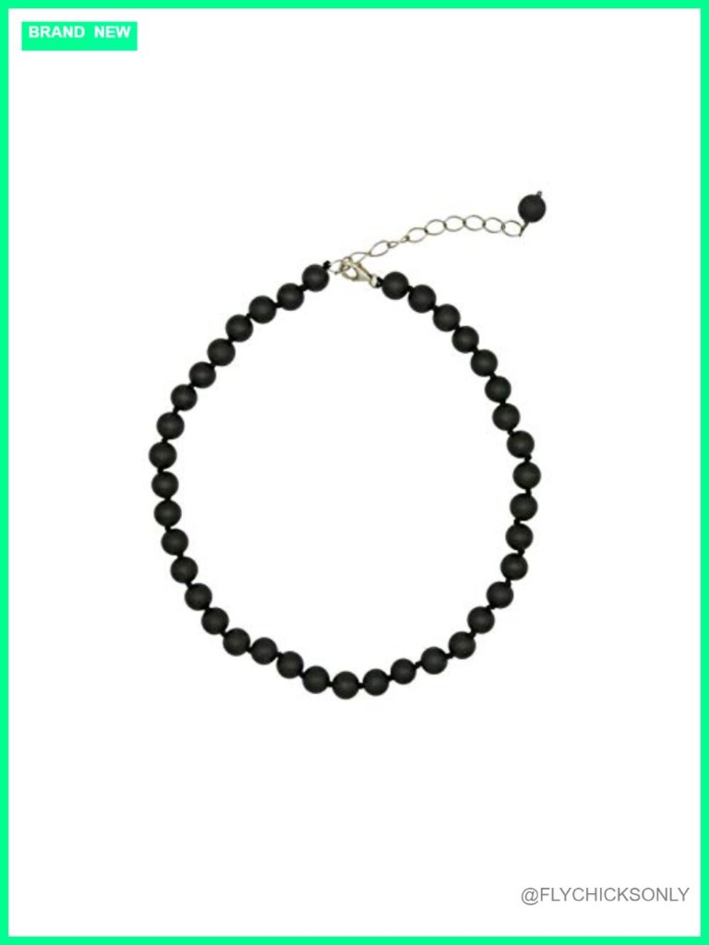 Unisex 8MM Black Onyx Beaded Choker Collar Necklace 15-18" Extender